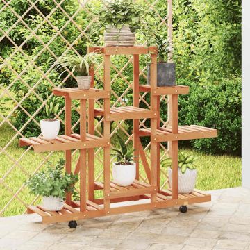 Portafiori con Ruote 110x25x101 cm in Legno Massello di Abete