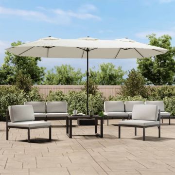 Ombrellone a Doppia Testa con LED Bianco Sabbia 449x265 cm
