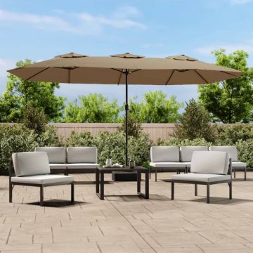 Ombrellone a Doppia Testa con LED Tortora 449x265 cm