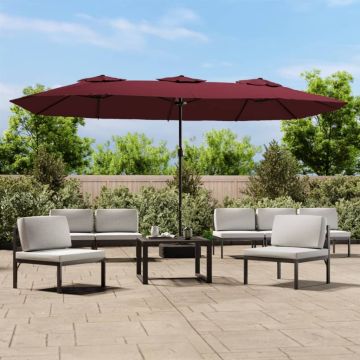 Ombrellone a Doppia Testa con LED Rosso Bordeaux 449x265 cm