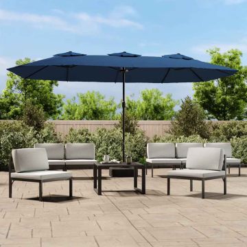 Ombrellone a Doppia Testa con LED Azzurro 449x265 cm
