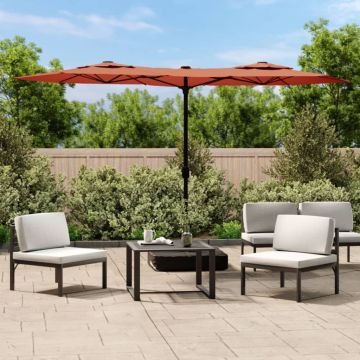 Ombrellone a Doppia Testa con LED Terracotta 316x145 cm