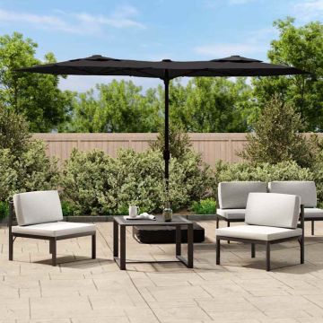 Ombrellone a Doppia Testa con LED Nero 316x145 cm