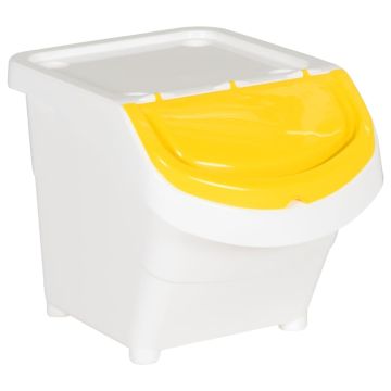 Cestini per Rifiuti Impilabili con Coperchi 3pz Bianchi PP 78 L