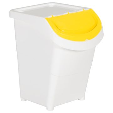 Cestini per Rifiuti Impilabili con Coperchi 3pz Bianchi PP 120L