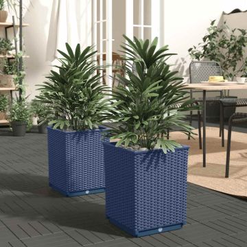 Fioriere 2 pz Grigio Blu 30x30x37 cm in Polipropilene
