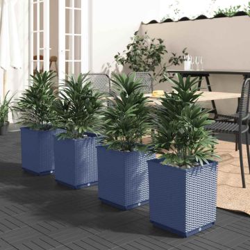 Fioriere 4 pz Grigio Blu 30x30x37 cm in Polipropilene