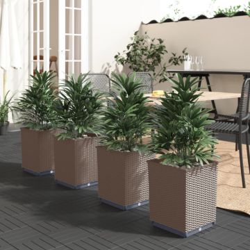 Fioriere 4 pz Marroni 30x30x37 cm in Polipropilene