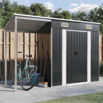 Capanno Giardino Tetto Esteso Antracite 277x107x181cm Acciaio