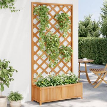 Fioriera con Traliccio Marrone 90x35x180 cm in Massello di Abete