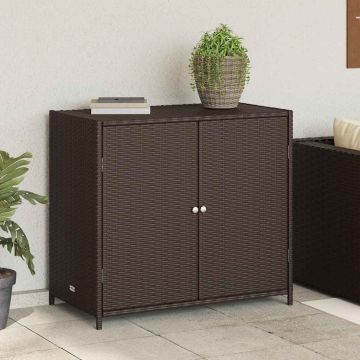 Armadietto Portaoggetti Giardino Marrone 83x45x76 cm Polyrattan