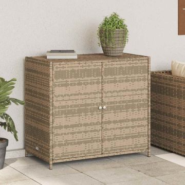 Armadietto Portaoggetti Giardino Beige 83x45x76 cm Polyrattan