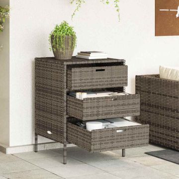 Armadietto Portaoggetti Giardino Grigio 55x59x80cm Polyrattan