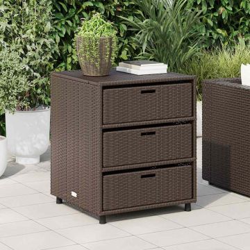 Armadietto Portaoggetti Giardino Marrone 55x59x69cm Polyrattan