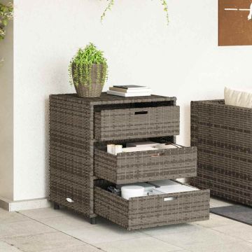 Armadietto Portaoggetti Giardino Grigio 55x59x69cm Polyrattan