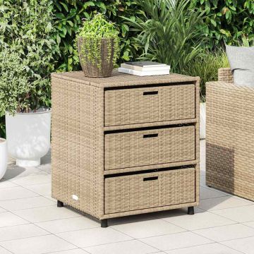 Armadietto Portaoggetti da Giardino Beige 55x59x69cm Polyrattan