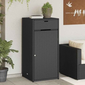 Armadietto Portaoggetti da Giardino Nero 55x55x111cm Polyrattan