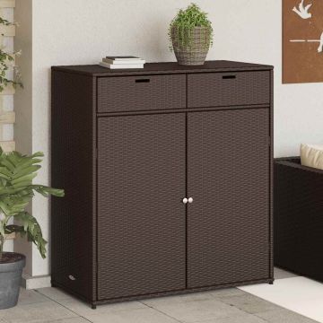 Armadietto Portaoggetti Giardino Marrone 105x55x113 Polyrattan