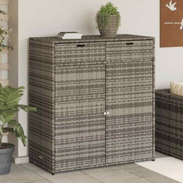 Armadietto Portaoggetti Giardino Grigio 105x55x113cm Polyrattan
