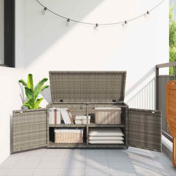 Armadietto Portaoggetti Giardino Grigio 110x55x60,5 Polyrattan
