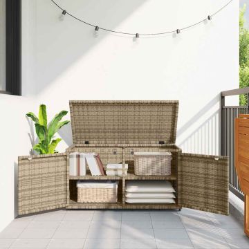 Armadietto Portaoggetti Giardino Beige 110x55x60,5cm Polyrattan