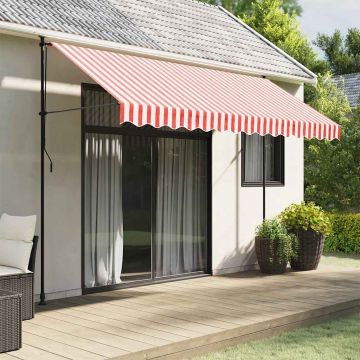 Tessuto di Ricambio per Tenda da Sole Rosso e Bianco 350x250 cm Poliestere