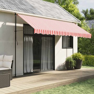 Tessuto di Ricambio per Tenda da Sole Rosso e Bianco 400x300 cm Poliestere