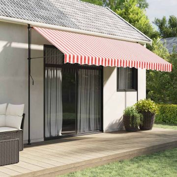 Tessuto di Ricambio per Tenda da Sole Rosso e Bianco 400x350 cm Poliestere
