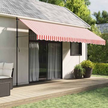 Tessuto di Ricambio per Tenda da Sole Rosso e Bianco 450x300 cm Poliestere