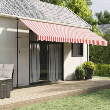 Tessuto di Ricambio per Tenda da Sole Rosso e Bianco 450x350 cm Poliestere