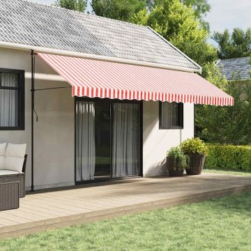 Tessuto di Ricambio per Tenda da Sole Rosso e Bianco 500x350 cm Poliestere