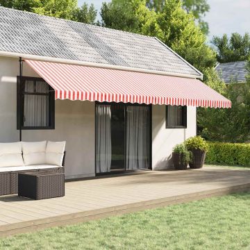 Tessuto di Ricambio per Tenda da Sole Rosso e Bianco 600x300 cm Poliestere