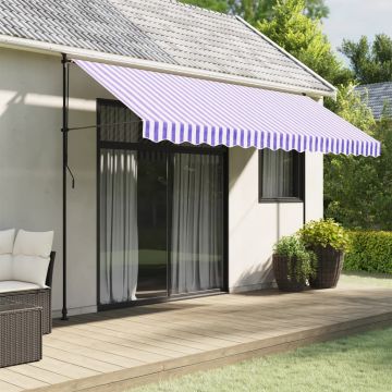 Tessuto Ricambio per Mantovana da Tenda Righe Blu e Bianche 400 cm