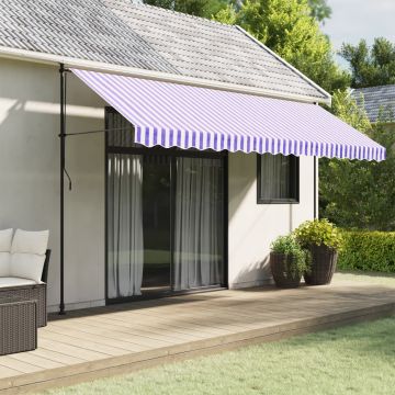 Tessuto Ricambio per Mantovana Tenda Righe Blu e Bianche 450 cm