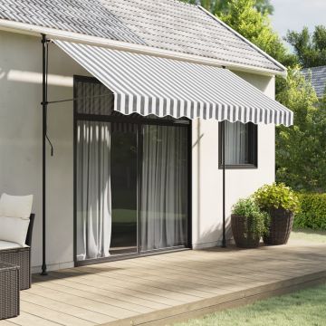 Tessuto Ricambio Mantovana Tenda Strisce Antracite e Bianche 300 cm