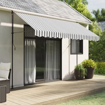 Tessuto Ricambio Mantovana Tenda Strisce Antracite Bianche 350 cm