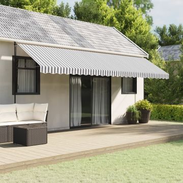 Tessuto Ricambio Mantovana Tenda Strisce Antracite e Bianche 600 cm