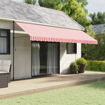 Tessuto Ricambio per Mantovana da Tenda Righe Rosse Bianche 500 cm