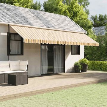 Tessuto Ricambio per Mantovana Tenda Righe Giallo e Grigio 600 cm
