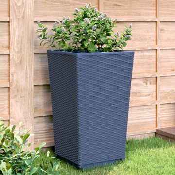 Fioriere da Giardino 4 pz Grigio Blu 32,5x32,5x57 cm in PP