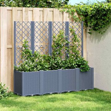 Fioriera Giardino con Traliccio Grigio Blu 160x40x140 cm PP
