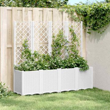 Fioriera da Giardino con Traliccio Bianco 160x40x140 cm in PP