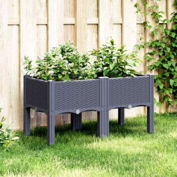 Fioriera da Giardino con Gambe Grigio Blu 80x40x42 cm in PP
