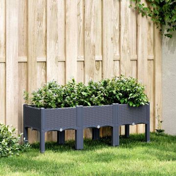Fioriera da Giardino con Gambe Grigio Blu 120x40x42 cm in PP