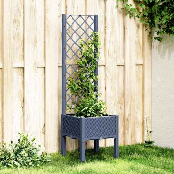 Fioriera Giardino con Traliccio Grigio Blu 40x40x142 cm PP