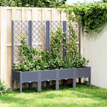 Fioriera Giardino con Traliccio Grigio Blu 160x40x142 cm PP