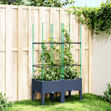 Fioriera da Giardino con Graticcio Grigio Blu 80x40x142,5cm PP