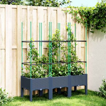 Fioriera Giardino con Traliccio Grigio Blu 120x40x142,5 cm PP