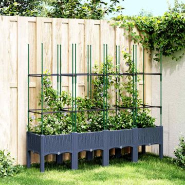 Fioriera Giardino con Traliccio Grigio Blu 160x40x142,5 cm PP