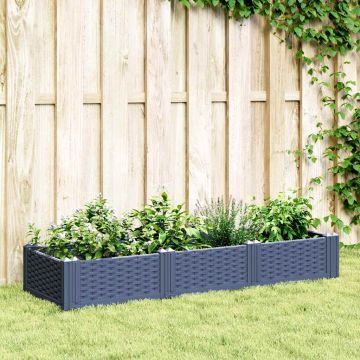 Fioriera Giardino con Picchetti Grigio Blu 125x40x28,5 cm PP